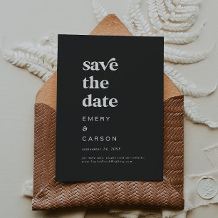 Save The Date Typographie moderne   Gris de charbon de bois Enre
