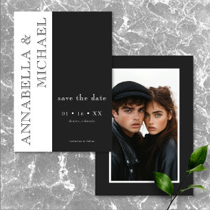 Save The Date Typographie moderne Mariage photo noir blanc