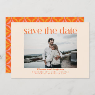 Save The Date Typographie moderne Orange Retro Mariage photo