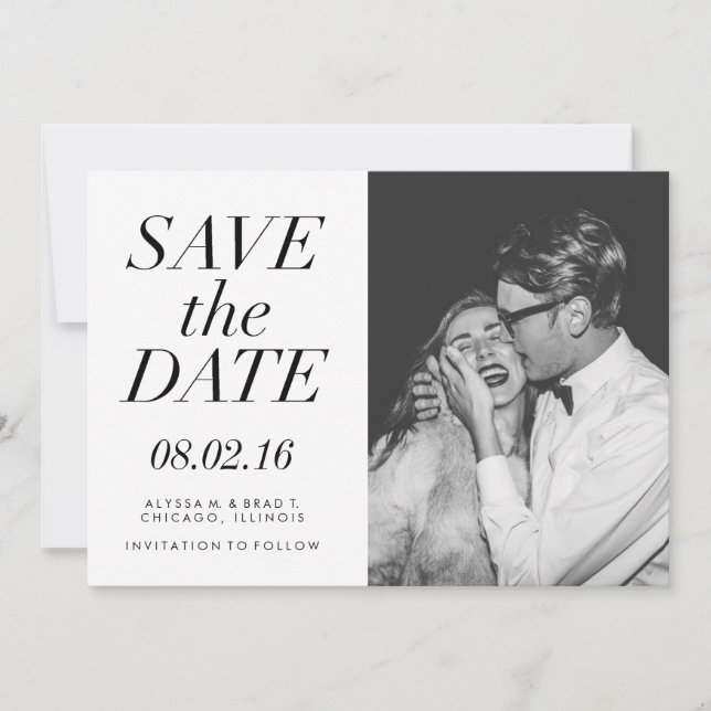 Save The Date Typographie moderne Photo Enregistrer la date (Devant)