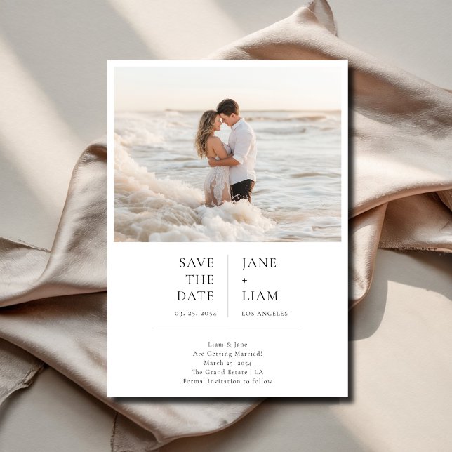 Save The Date Typographie moderne Plage Photo Destination Mariag (Créateur téléchargé)