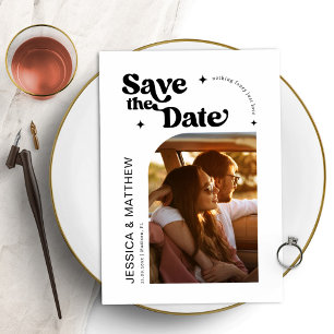 Save The Date Typographie Moderne Retro Arch Photo Enregistrer L