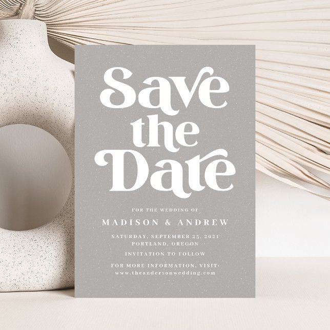 Save The Date Typographie moderne Spectré gris et blanc (Créateur téléchargé)