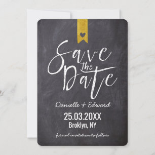 Save The Date Typographie Moderne Tableau Noir Sans Photo