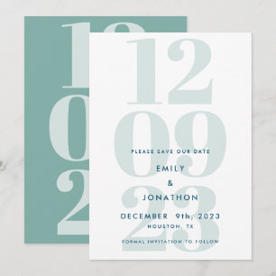 Save The Date Typographie moderne Turquoise date