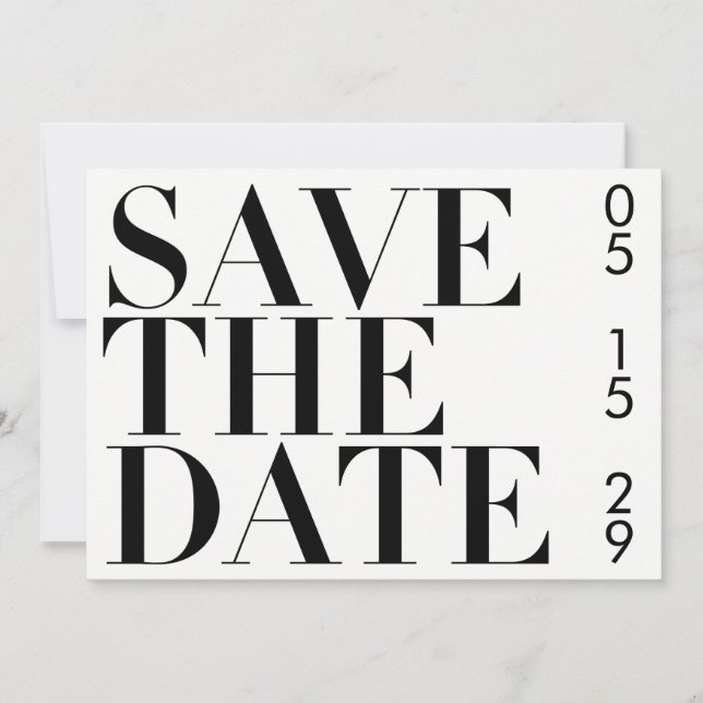 Save The Date Typographie noir blanc simple Enregistrer la date (Devant)