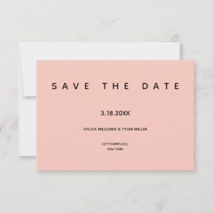 Save The Date Typographie noir rose Micro Mariage Petite minima