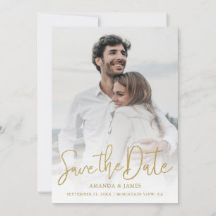 Save The Date Typographie Or moderne Mariage photo simple