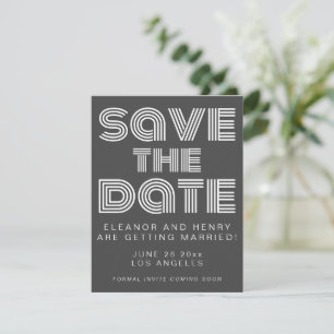 Save The Date Typographie Rétro Disco des Années 70 Mariage Noir
