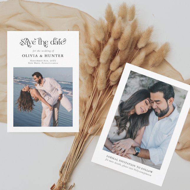 Save The Date Typographie rétro Mariage noir et blanc (Créateur téléchargé)