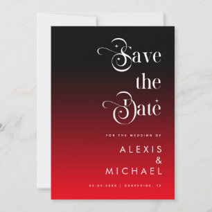Save The Date Typographie rétro minimaliste rouge noir Ombre rom