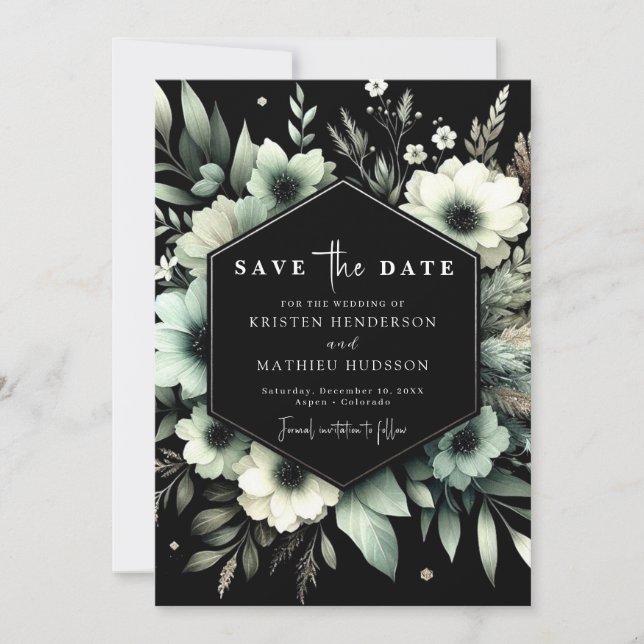 Save The Date Typographie romantique minimale Sage Mariage vert (Devant)