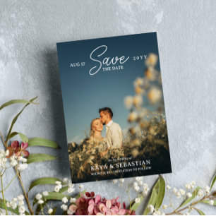 Save The Date Typographie romantique QR Code Photo Enregistrer l