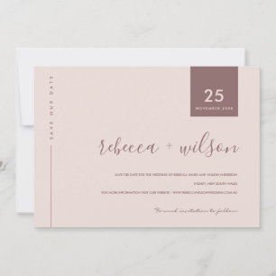 SAVE THE DATE TYPOGRAPHIE ROSE MINIMALE SCANDI DOUX BLANC PEACH