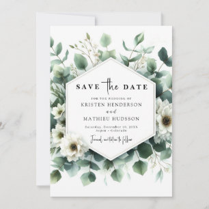 Save The Date Typographie Russe Eucalyptus Mariage numérique