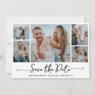 Save The Date Typographie simple 5 Photo Collage Mariage