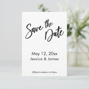Save The Date Typographie simple Enregistrer la date Noir & Blan