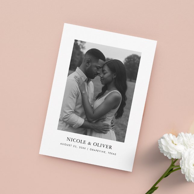 Save The Date Typographie simple | Mariage photo ultra minimalis (Créateur téléchargé)
