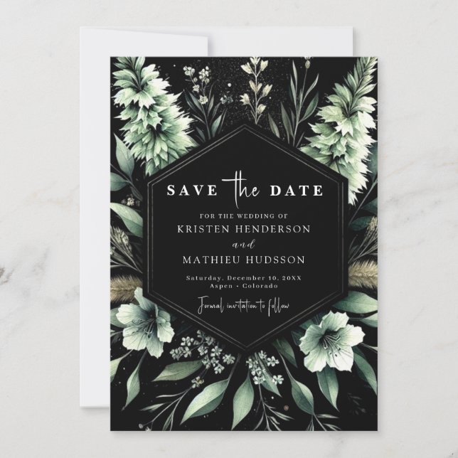 Save The Date Typographie Terre unique Sage Green Mariage (Devant)