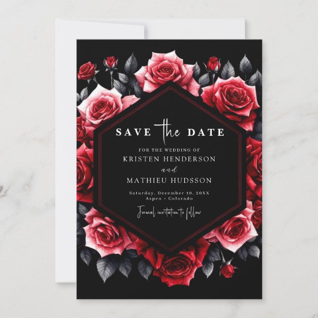 Save The Date Typographie unique Crimson Mariage rouge (Devant)