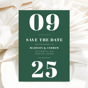 Save The Date Typographie verte en gras Enregistrer la date