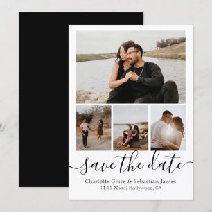 Save The Date Typography Personalized 4 Photo