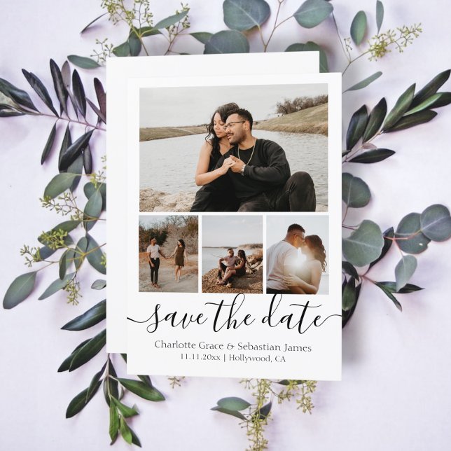 Save The Date Typography Personalized 4 Photo (Creator Uploaded)