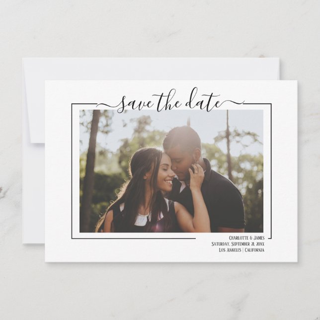 Save The Date Typography Photo Wedding Card (Front)
