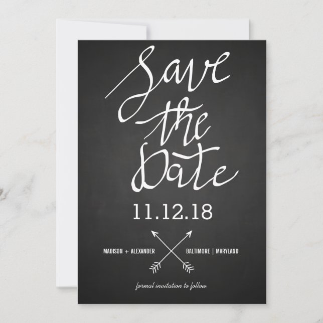 Save The Date Typography Script Chalkboard (Front)
