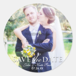 SAVE THE DATE Typography Wedding Photo Sticker