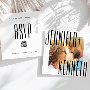 SAVE THE DATE ULTRA SIMPLE LIVRE NOMS PHOTO CARRÉ QR CODE RSVP
