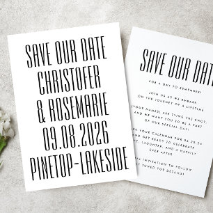 Save The Date Ultra Simple No Photo Big Bold Details Mariage