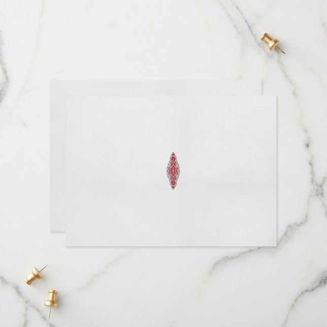 Save The Date un design de motif rouge et blanc (Devant/Arrière en situation)