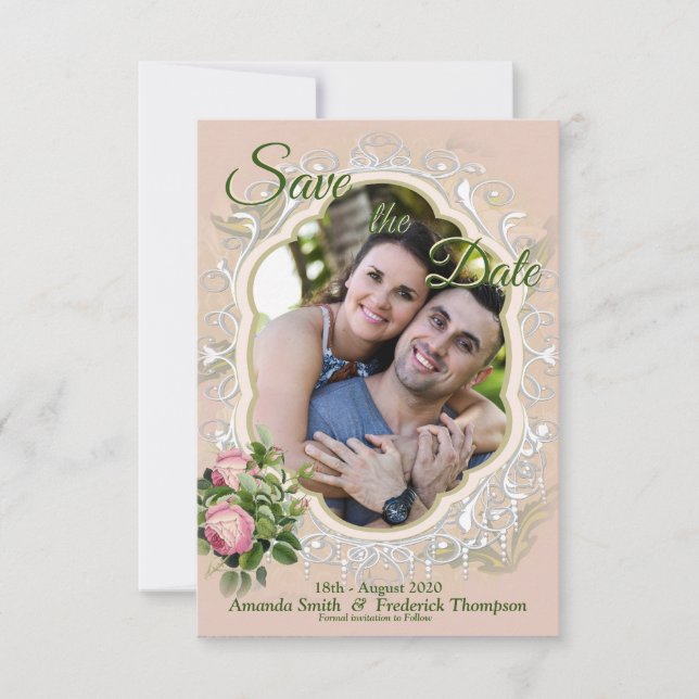 Save The Date Un jardin de brousse victorien vert enregistrer la (Devant)