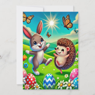 Save The Date Un lapin et un hérisson heureux