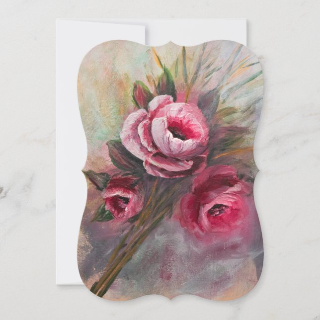 Save The Date une bande de roses roses roses peintes en acryliqu (Devant)