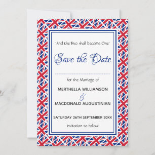 Save The Date UNION JACK Écriture Customisée Élégante Royaume-Un