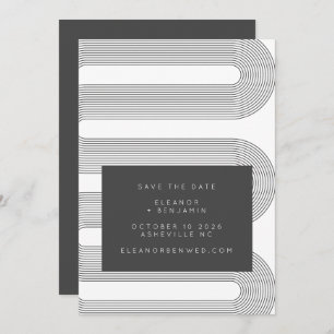 Save The Date Unique Gras Géométrique Noir Blanc Classy Mariage