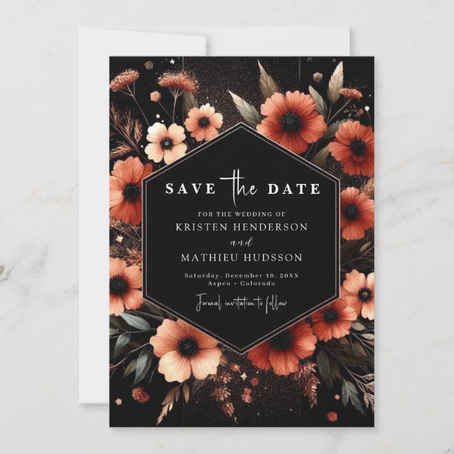Save The Date Unique Mariage en terre cuite rustique (Devant)