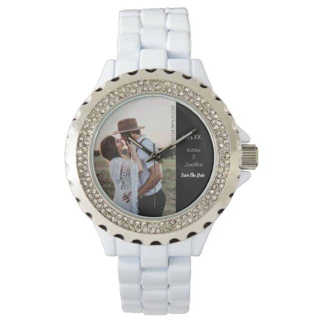 Save the Date Unique Modern Funny Wedding Photo- W Watch (Front)