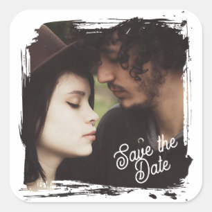 Save the Date Unique Photo Template Wedding Square Sticker