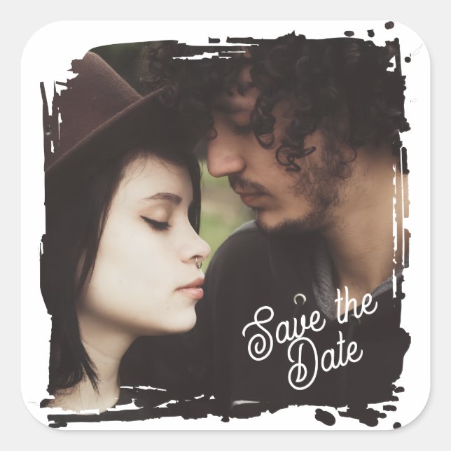 Save the Date | Unique Photo Template Wedding Square Sticker (Front)