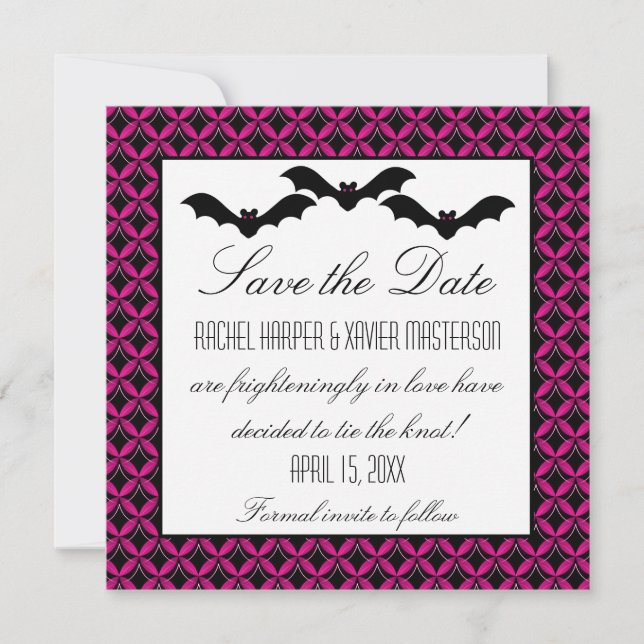 Save The Date Uptown Glam Bats Halloween Enregistrer la date Inv (Devant)