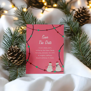 Save The Date Vacances de Noël – Duo de bonhommes de neige et gu