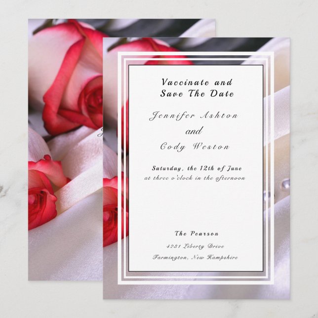 Save The Date Vaccinate Leave Quarantine Behind Mariage Roses (Devant / Derrière)