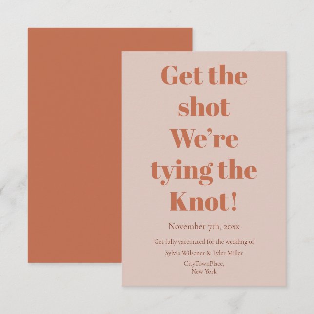 Save The Date Vaccination Tying Knot Teracotta Mariage (Devant / Derrière)