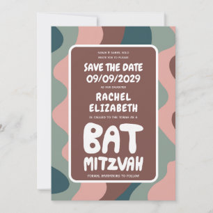 Save The Date Vagues super colorées Custom Bat Bar Bnai Mitzvah