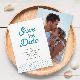 Save The Date Vagues turquoise avec votre photo Enregistrer la c