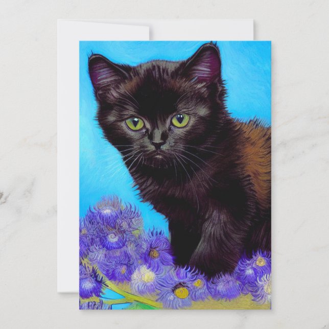 Save The Date Van Gogh Chat et fleurs (Devant)