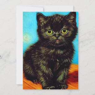 Save The Date Van Gogh Style Pouting Kitten